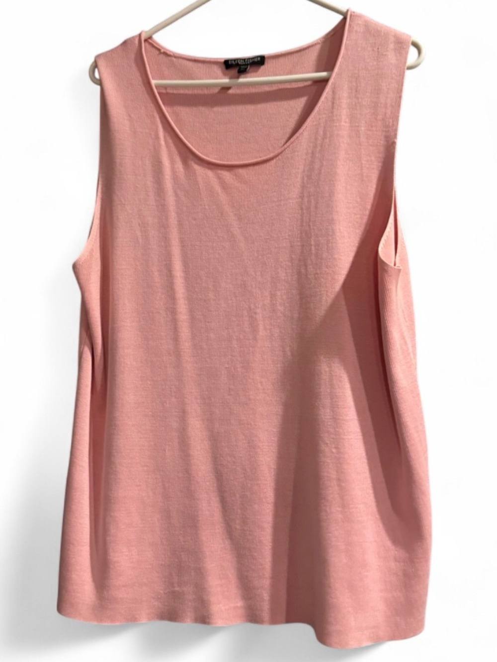 Eileen Fisher Woman 2X Pink Silk Cotton Sleeveless Knit Tank Top Shell Plus - Picture 2 of 8